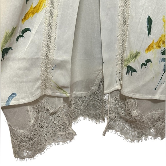 NWOT Anthropologie Floral Maxi Dress Button Front Slip Midi Dress with Lace Hem - Picture 7 of 10